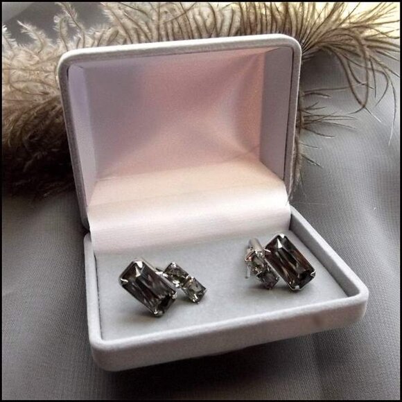 1970s Smokey Topaz Crystals Vintage Cufflinks Signed Swank 15181 - Picture 5 of 8